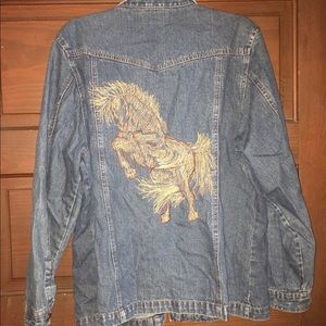 Denim jacket with horse embroidery